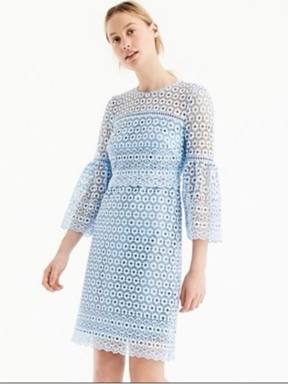J. Crew Pale Blue Lace Shift Dress